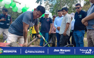 EN PRESENCIA DE AUTORIDADES DEL DISTRITO DE NESHUYA Y DE LA PROVINCIA DE PADRE ABAD, SE REALIZÓ LA COLOCACIÓN DE LA PRIMERA PIEDRA PARA LA CONSTRUCCIÓN DEL PUENTE BARRABAS DEL CASERÍO MIGUEL GRAU DE NESHUYA
