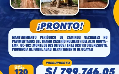 NICIAMOS LA RENOVACIÓN DE CAMINOS VECINALES EN NESHUYA