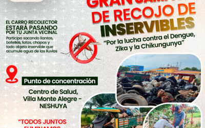 ¡Atención, vecinos de Neshuya!  Este viernes 11, de 6:00 a.m. a 10:00 a.m., se realizará la Gran Campaña de Recojo de Inservibles ♻️  Saca a la vereda todos aquellos objetos que ya no usas, como: ️ Muebles viejos  Electrodomésticos inservibles  Objetos en desuso  Chatarras y más   Personal de la Municipalidad pasará por tu zona para recolectarlos.  ¡Tu participación es importante para mantener limpio y ordenado nuestro distrito!